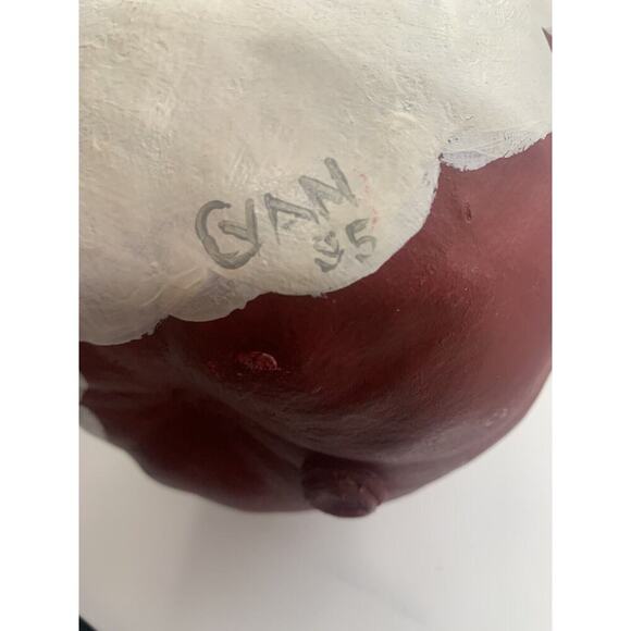 Vintage Hand Painted Red Christmas Santa Gourd Santa Signed 16” Tall - Picture 6 of 6